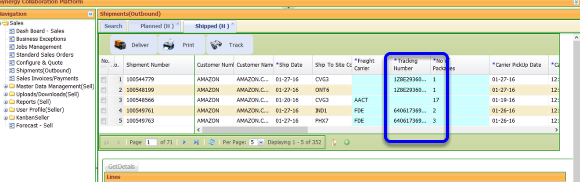 Tracking number updated